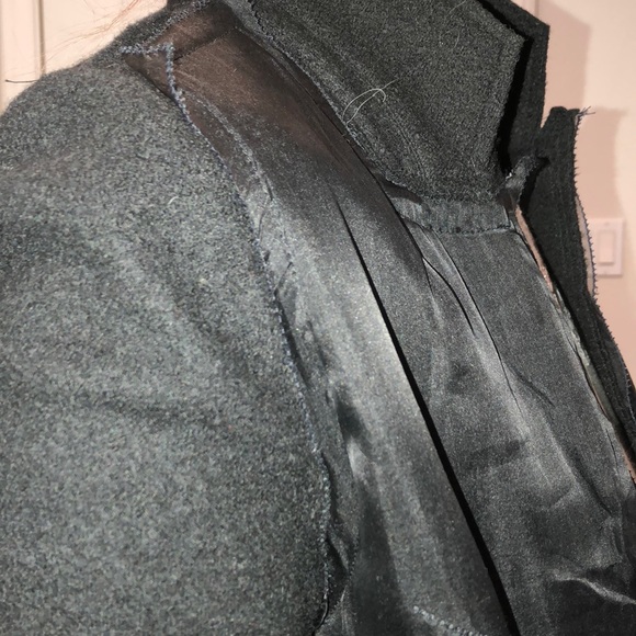 Black fancy coat with genuine cow hide pockets. - Picture 5 of 6
